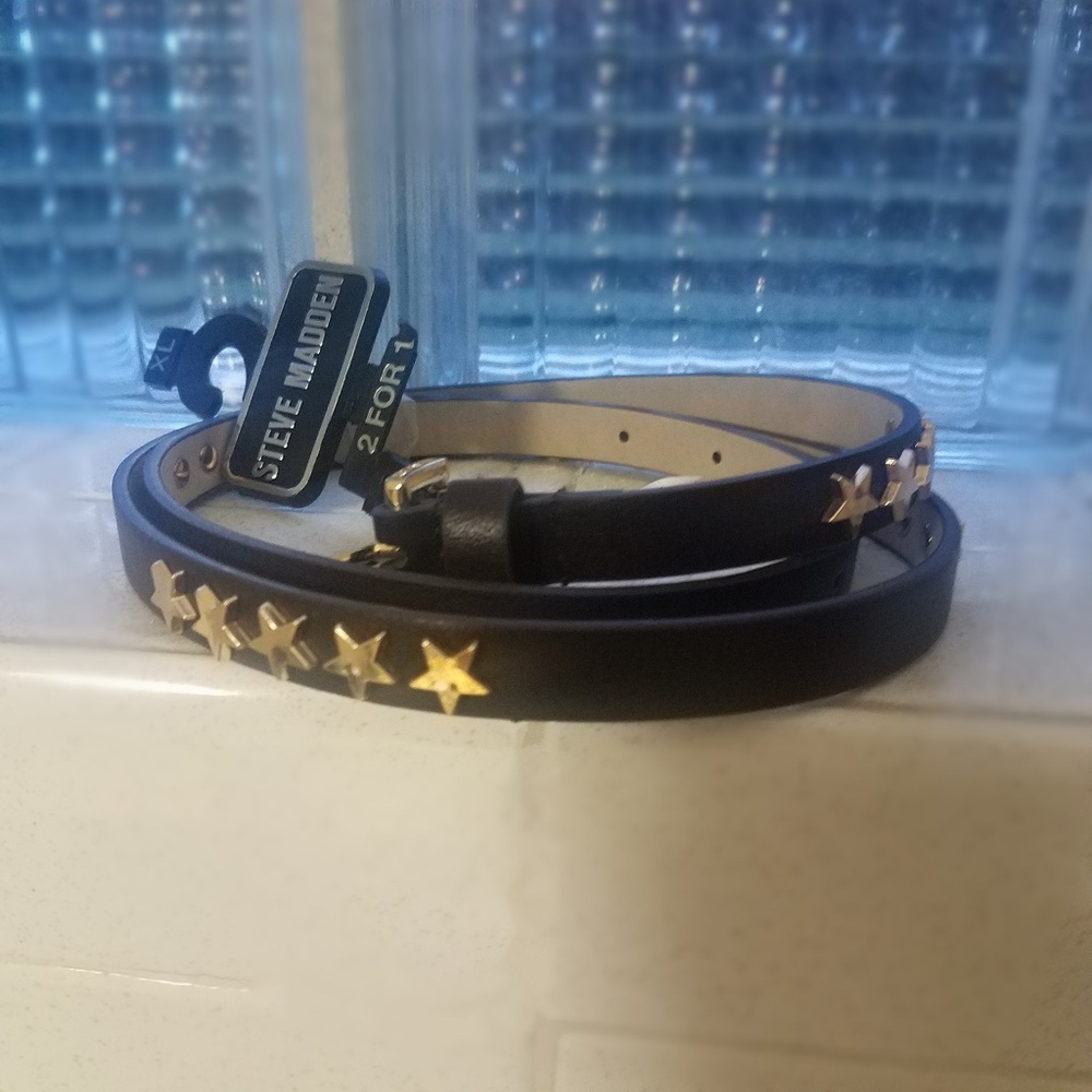 NWT Steve Madden Gold Star Studded Skinny Belt